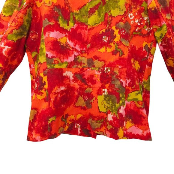 Chicos Floral Jacket Chicos Sz 2 US L/12 Round Neck Hidden Button Placket Blazer - Picture 15 of 16